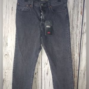 Levi's Premium Women's Wedgie Straight High Rise Frayed Gray Denim Jeans 31x26